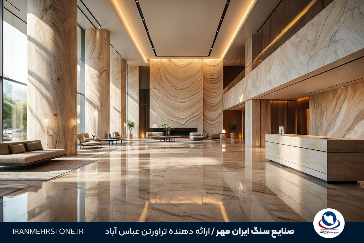 ترکیب سنگ تراورتن عباس آباد با مرمریت دهبید