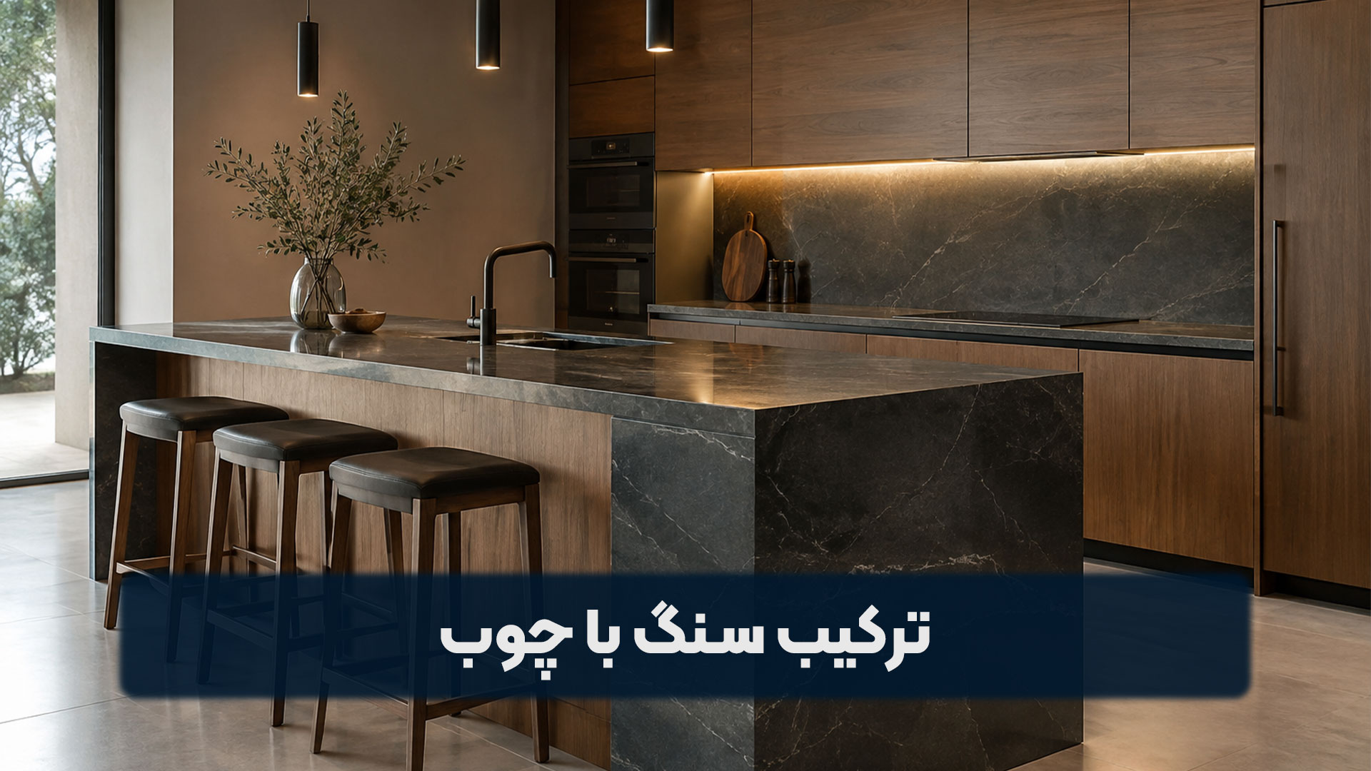 ترکیب سنگ با چوب